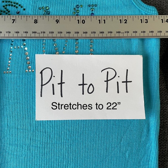 Vintage Y2K Bebe Miami Bling Tank Top NWT Blue Palm Tree Rhinestone XS S M L - Picture 6 of 9